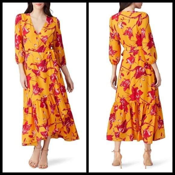 💕COLOR ME COURTNEY💕 Eleanor Wrap Dress ~ Orchid Bloom Floral Print Midi Small - Picture 1 of 13